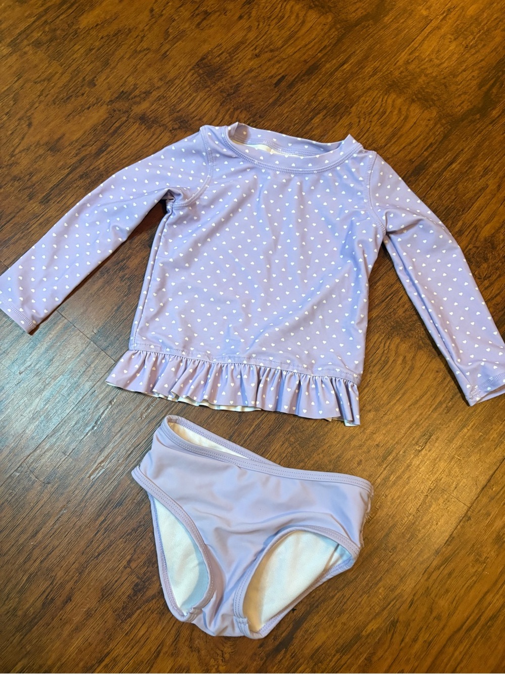 Ruffle Butts Lavender Heart Ruffle Long-Sleeve Rashguard Set - Picture 2 of 3